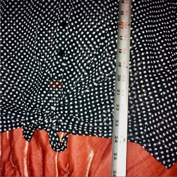 Zac & Rachel Vintage Y2K Top Black White Sheer Polka Dot Button Up Tab Sleeves S - Picture 10 of 16